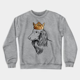 Longhaired Dachshund Dog King Queen Wearing Crown Crewneck Sweatshirt